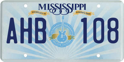 MS license plate AHB108