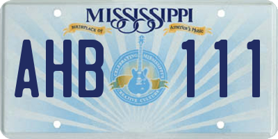 MS license plate AHB111
