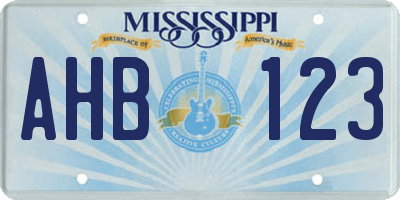 MS license plate AHB123