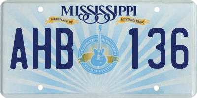 MS license plate AHB136