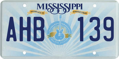 MS license plate AHB139