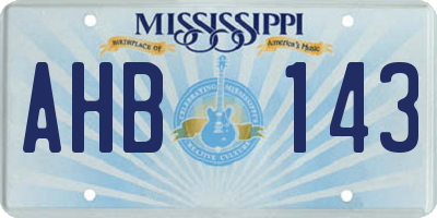 MS license plate AHB143