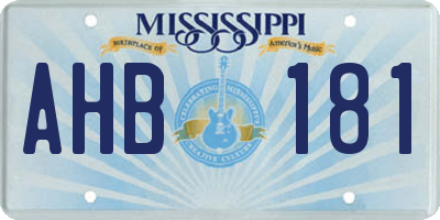 MS license plate AHB181