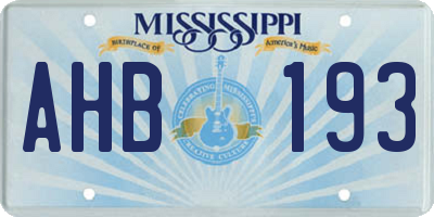 MS license plate AHB193