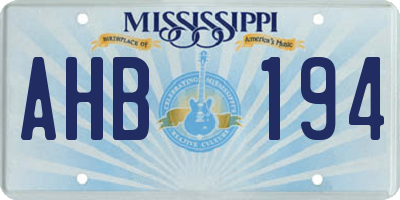 MS license plate AHB194
