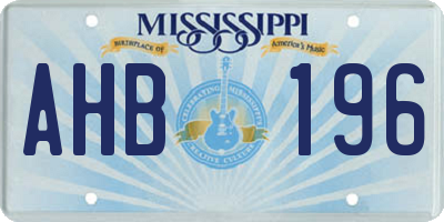 MS license plate AHB196