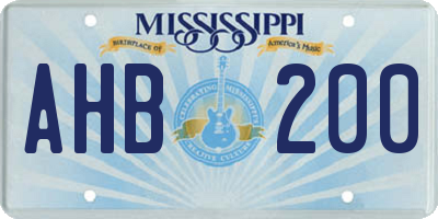 MS license plate AHB200