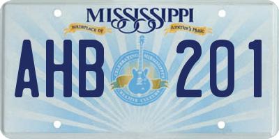 MS license plate AHB201