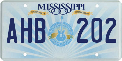 MS license plate AHB202