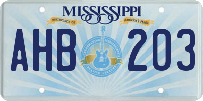 MS license plate AHB203
