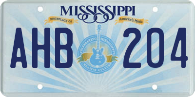 MS license plate AHB204