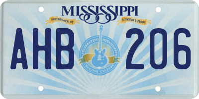 MS license plate AHB206