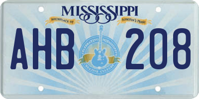 MS license plate AHB208