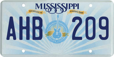 MS license plate AHB209