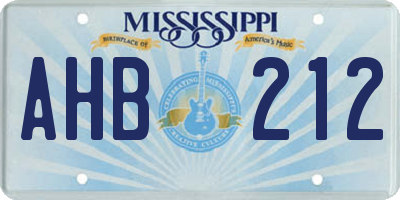 MS license plate AHB212