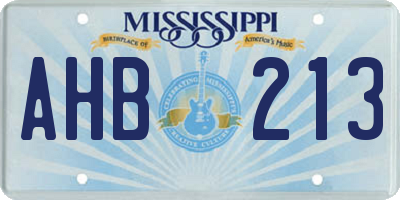 MS license plate AHB213