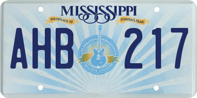 MS license plate AHB217