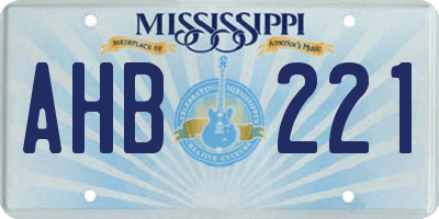 MS license plate AHB221