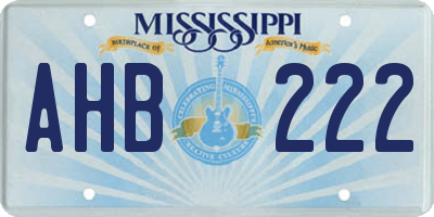 MS license plate AHB222