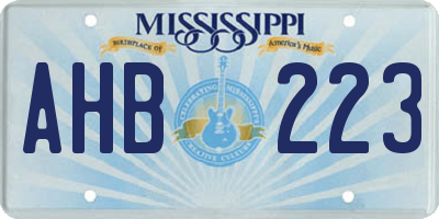 MS license plate AHB223