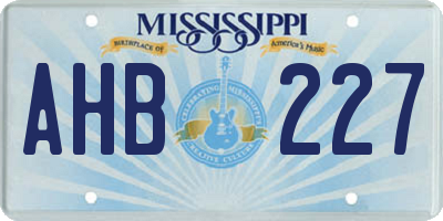 MS license plate AHB227