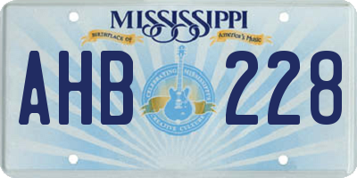 MS license plate AHB228