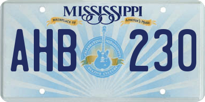 MS license plate AHB230