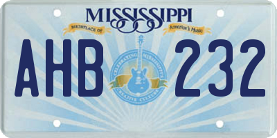 MS license plate AHB232