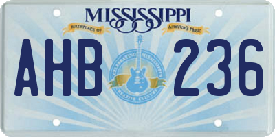 MS license plate AHB236