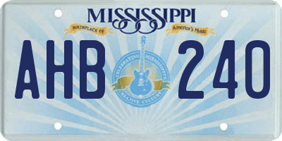 MS license plate AHB240