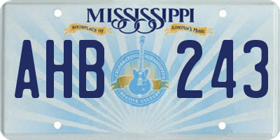 MS license plate AHB243