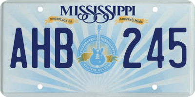 MS license plate AHB245