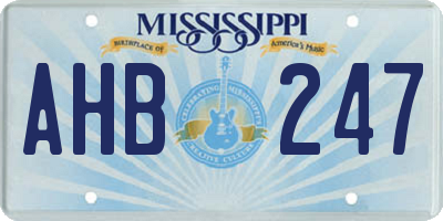 MS license plate AHB247