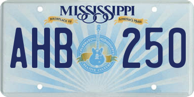 MS license plate AHB250
