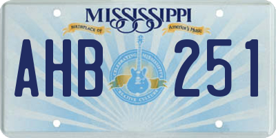 MS license plate AHB251