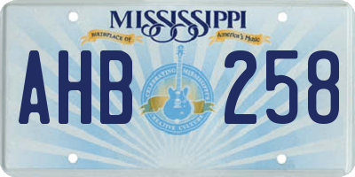 MS license plate AHB258