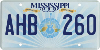 MS license plate AHB260