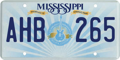 MS license plate AHB265