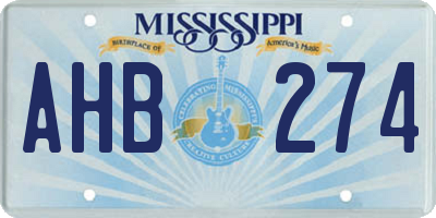 MS license plate AHB274