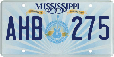 MS license plate AHB275