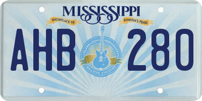 MS license plate AHB280