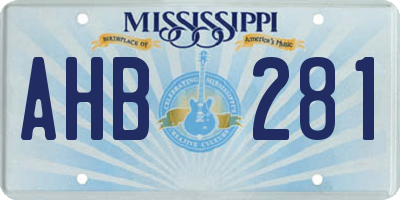 MS license plate AHB281