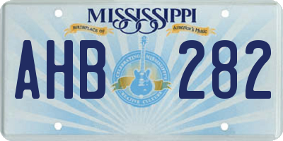 MS license plate AHB282