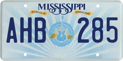 MS license plate AHB285
