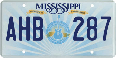 MS license plate AHB287