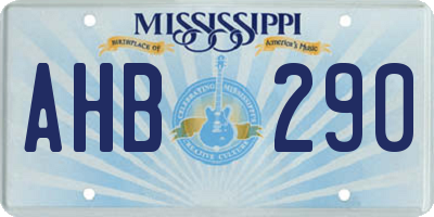 MS license plate AHB290