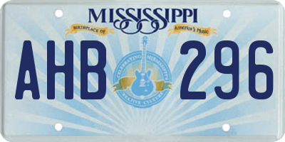 MS license plate AHB296