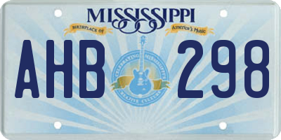 MS license plate AHB298