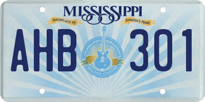 MS license plate AHB301