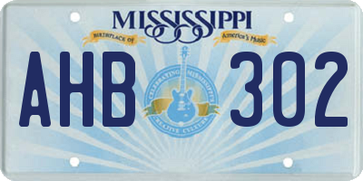 MS license plate AHB302